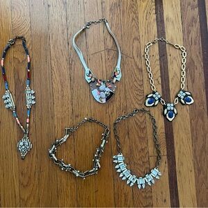 J. Crew chunky necklaces lot of 5 good preowned condition statement necklace
